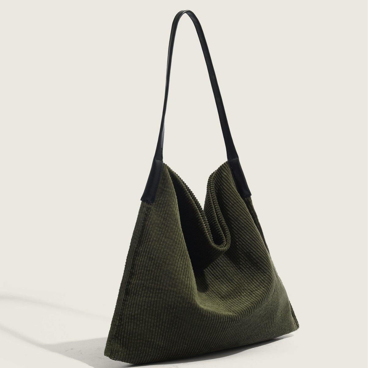 Corduroy large capacity hobo bag, tote bag women, casual commuting shoulder bag large, - -