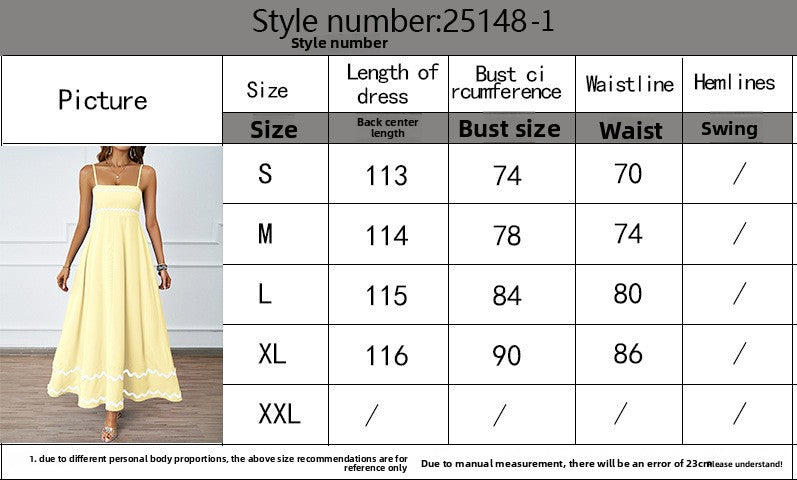 Spring and summer solid color lace splicing elegant suspender tube top super pendulum dress women - -
