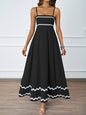Spring and summer solid color lace splicing elegant suspender tube top super pendulum dress women - black -