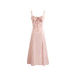 Women's Square Neck Corset Maxi Dress - Floral Printed High Waist A-Line Long Dress - pink -