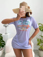 Bikini Three Piece Set Printed Sexy Cover Up Swimsuit for Women - violet -