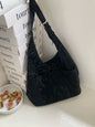 Soft large capacity hobo bag, women's summer work shoulder bag, shoulder bag, casual commuter tote bag - black -