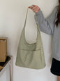 Soft large capacity hobo bag, women's summer work shoulder bag, shoulder bag, casual commuter tote bag - green -