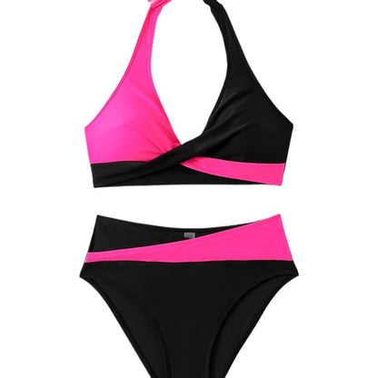 Independent Station Separated Printed Bikini Set Sexy Color Block Swimsuit Women - -