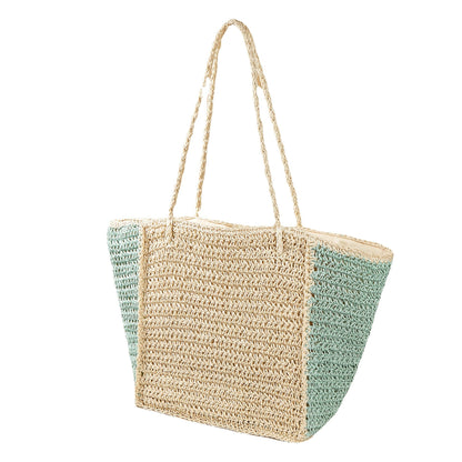 Summer Woven Shoulder Bag – Rustic Straw Handbag, Beach Vacation Tote, Casual Trendy Purse - -