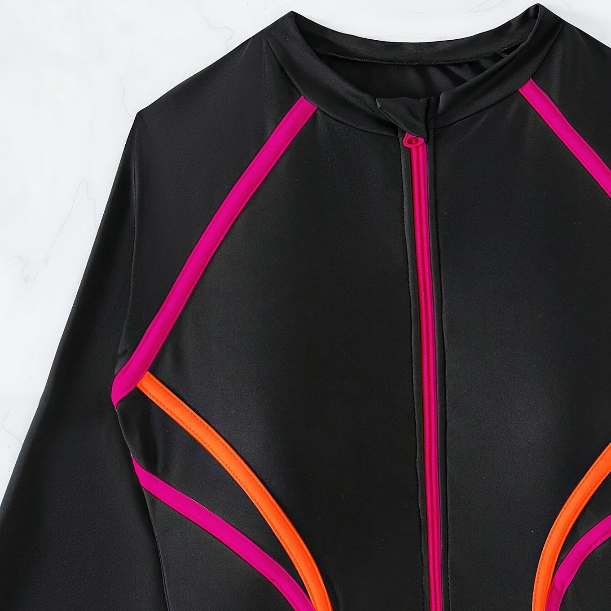 Women's Black Long Sleeve One-Piece Swimsuit Rash Guard UV Protection Quick Dry for Snorkeling Surfing Diving - -