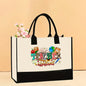 Canvas tote bag, large capacity printed tote bag women's, fashionable waterproof portable shopping bag - Teacher-6 43*13.5*30.5CM -