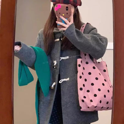 Spring cute polka dot hobo bag, versatile student large capacity shouder tote, design canvas hobo bag - -