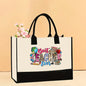 Canvas tote bag, large capacity printed tote bag women's, fashionable waterproof portable shopping bag - Teacher-2 43*13.5*30.5CM -