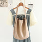 Elegant Woven Shoulder Strap Bucket Bag for Female - Versatile Texture Soft PU Retro Casual Tote - apricot -