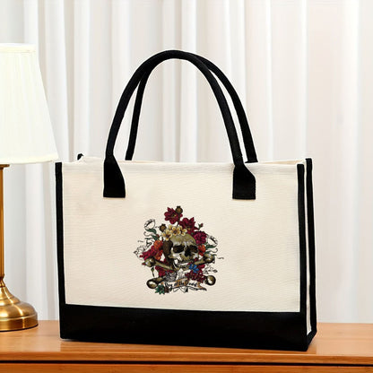 Canvas tote bag, large capacity printed tote bag women's, fashionable waterproof portable shopping bag - Pattern 5 43*13.5*30.5CM -