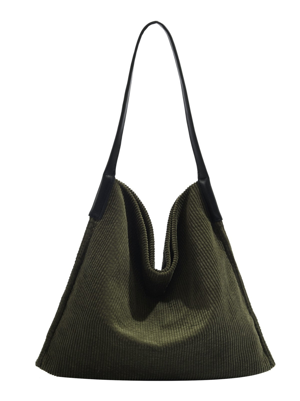 Corduroy large capacity hobo bag, tote bag women, casual commuting shoulder bag large, - green -