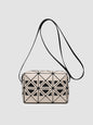 Fashion mini square box, hollow geometric design splicing crossbody bag, fashion commuter shoulder Crossbody bag, small square purse - Milk tea color -