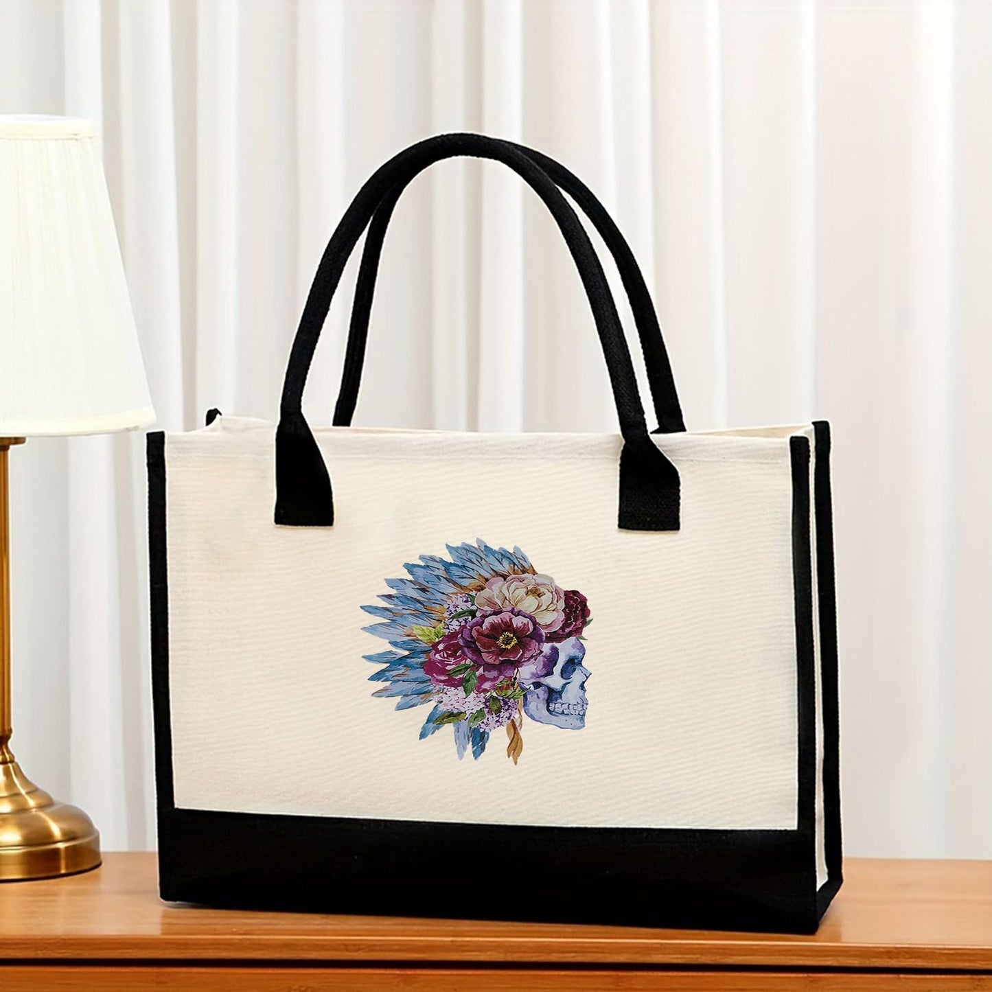 Canvas tote bag, large capacity printed tote bag women's, fashionable waterproof portable shopping bag - Pattern 10 43*13.5*30.5CM -
