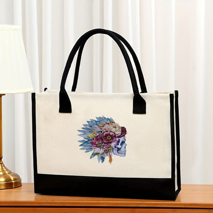 Canvas tote bag, large capacity printed tote bag women's, fashionable waterproof portable shopping bag - Pattern 10 43*13.5*30.5CM -