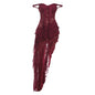 Women Clothing Summer Lace Sexy Slim Fit Tied Hollow Out Cutout out See through Irregular Asymmetric Tube Top Dress - Burgundy -