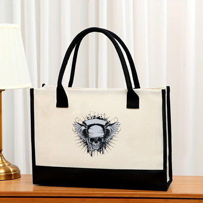 Canvas tote bag, large capacity printed tote bag women's, fashionable waterproof portable shopping bag - Pattern 8 43*13.5*30.5CM -