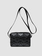 Fashion mini square box, hollow geometric design splicing crossbody bag, fashion commuter shoulder Crossbody bag, small square purse - Black -