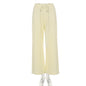 Women Wear Autumn Casual Loose Drawstring Tight Waist Solid Color Trousers - Apricot -