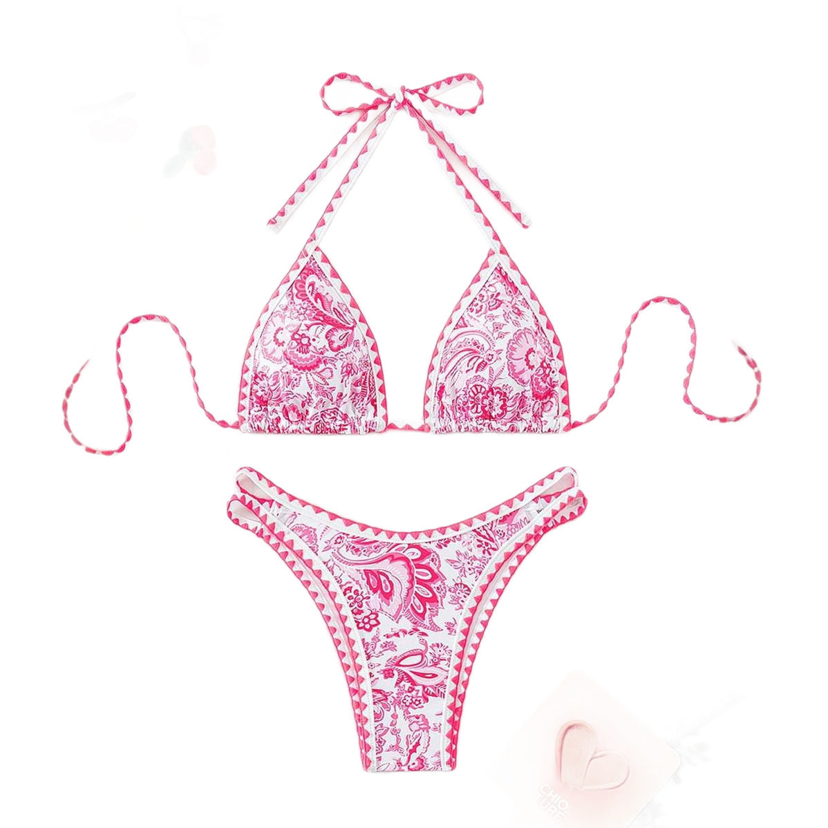 Bikini Two Piece Swimsuit Sexy Backless Print Bikini Swimwear for Women - -