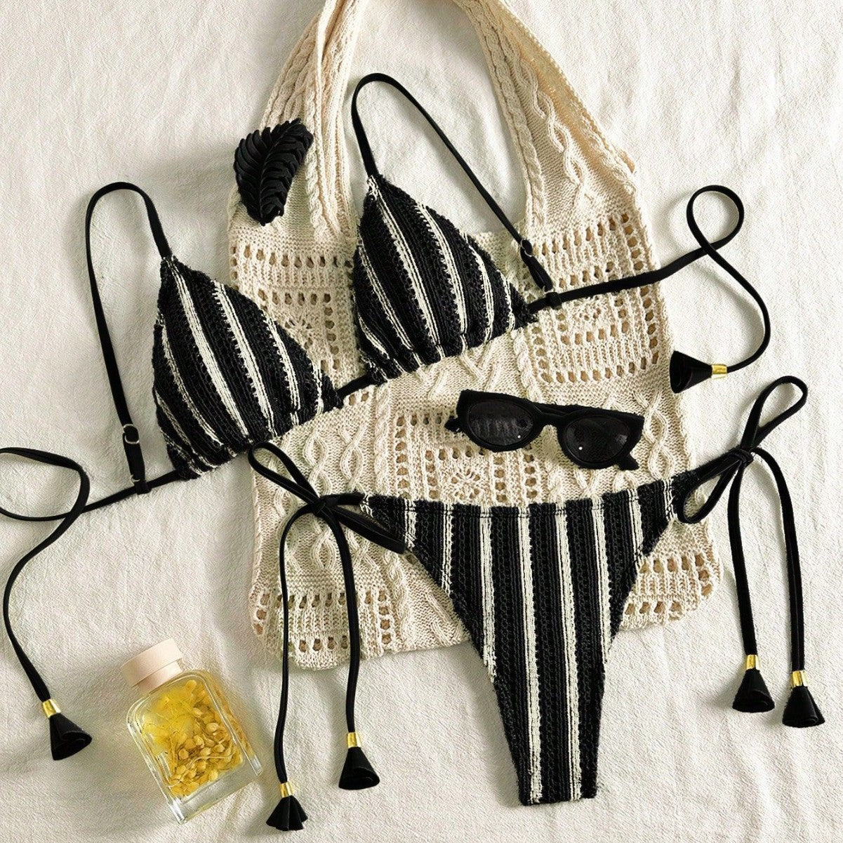 Bikini Set Special Multi color Double Strap Swimsuit Women's Bathing Suit - -