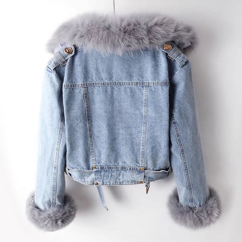 Denim Jacket with Detachable Faux Fur Liner - -