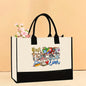 Canvas tote bag, large capacity printed tote bag women's, fashionable waterproof portable shopping bag - Teacher-1 43*13.5*30.5CM -