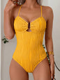 Bikini U Strap Tie Elegant One Piece Swimsuit for Women - yellow -