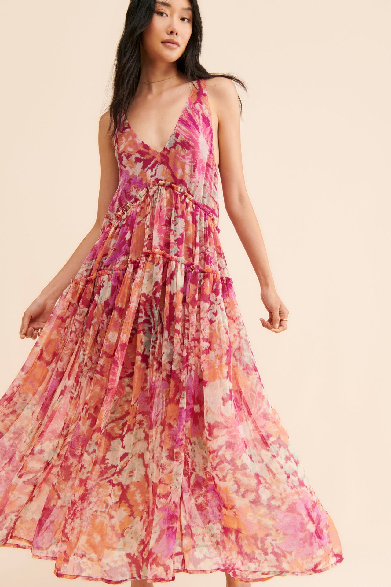 Spring Summer Women Clothing Bohemian Retro Stitching Maxi Dress - Color as in Picture 3 - dress