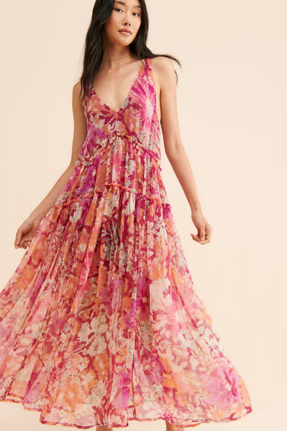 Spring Summer Women Clothing Bohemian Retro Stitching Maxi Dress - Color as in Picture 3 - dress
