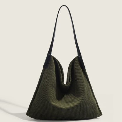Corduroy large capacity hobo bag, tote bag women, casual commuting shoulder bag large, - -