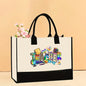 Canvas tote bag, large capacity printed tote bag women's, fashionable waterproof portable shopping bag - Teacher-8 43*13.5*30.5CM -