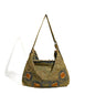 Large capacity hobo shoulder tote bag, retro denim bag, stylish crossbody bag, rivet design shoulder bag - khaki -