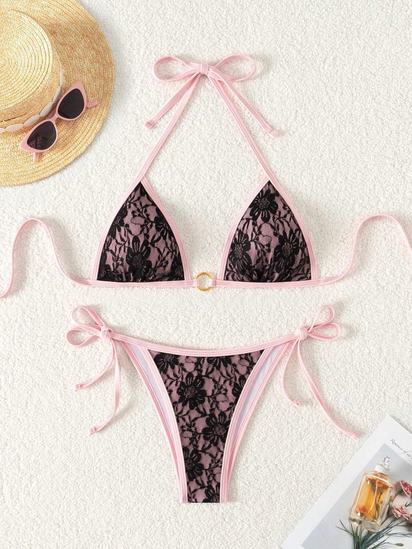 Sexy Lace Bikini Set Swimsuit - -