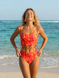 Women's Wind Flame Print Split Swimsuit Strappy Bikini Set Beach Bikini - orange-red -