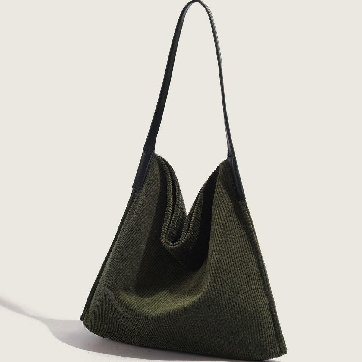 Corduroy large capacity hobo bag, tote bag women, casual commuting shoulder bag large, - -