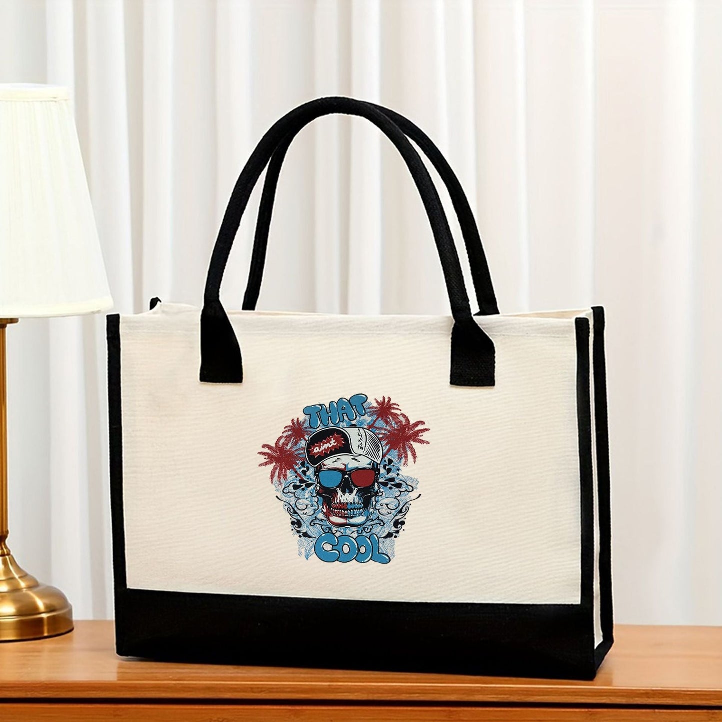 Canvas tote bag, large capacity printed tote bag women's, fashionable waterproof portable shopping bag - Pattern 6 43*13.5*30.5CM -
