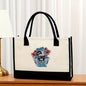 Canvas tote bag, large capacity printed tote bag women's, fashionable waterproof portable shopping bag - Pattern 6 43*13.5*30.5CM -