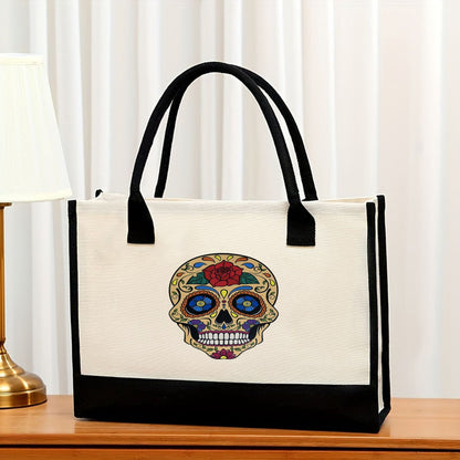 Canvas tote bag, large capacity printed tote bag women's, fashionable waterproof portable shopping bag - Pattern 2 43*13.5*30.5CM -