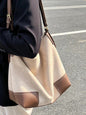 Large capacity suede hobo bag, female contrasting shoulder bag, shoulder bag, slouchy bag - khaki -