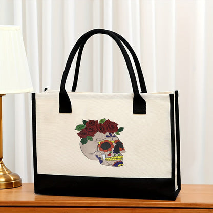 Canvas tote bag, large capacity printed tote bag women's, fashionable waterproof portable shopping bag - Pattern 4 43*13.5*30.5CM -