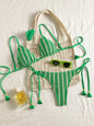 Bikini Set Special Multi color Double Strap Swimsuit Women's Bathing Suit - green -