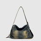 Washed old denim hobo bag, large capacity hobo shoulder bag, sweet cool babes shoulder Retro denim shoulder bag - blue -