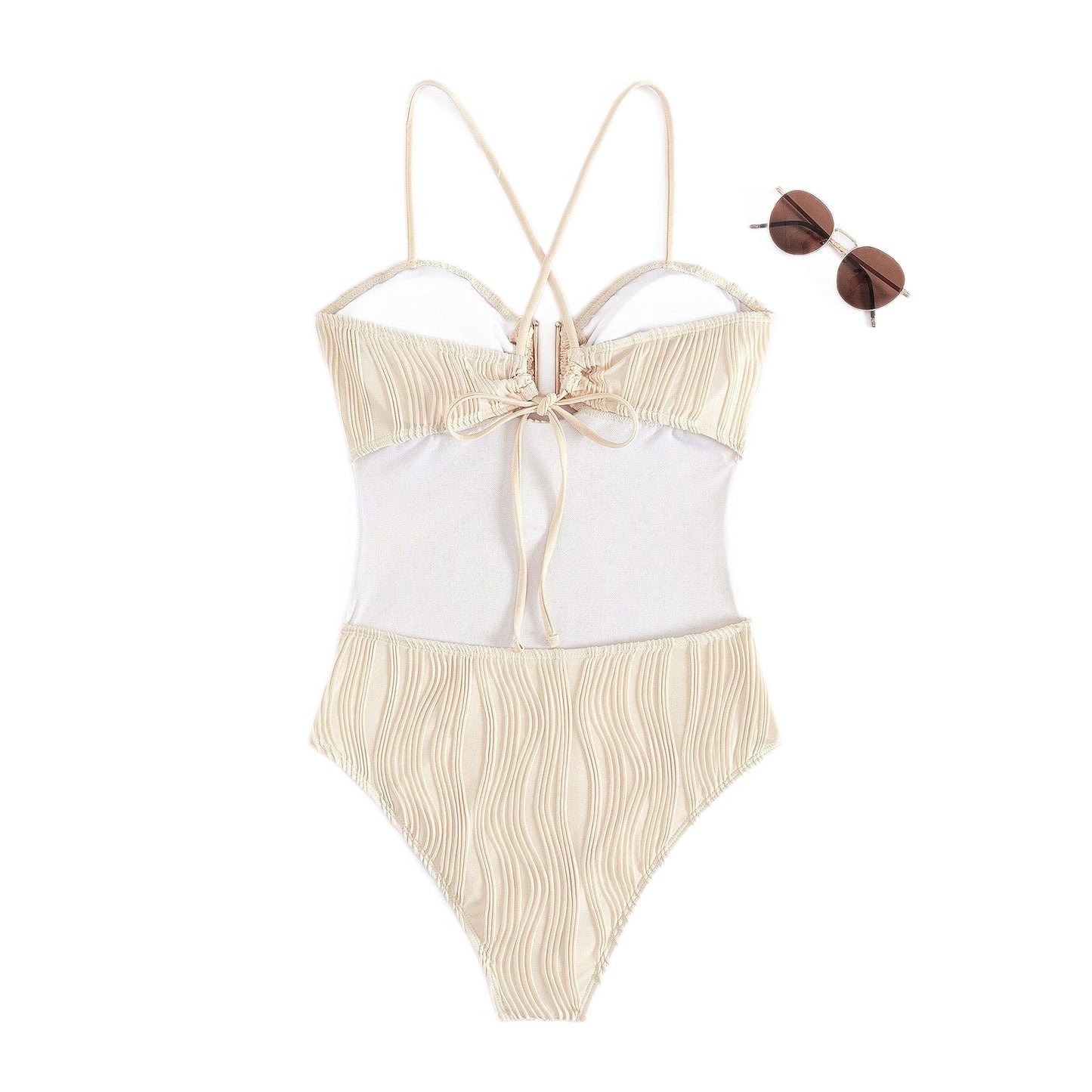 Bikini U Strap Tie Elegant One Piece Swimsuit for Women - -