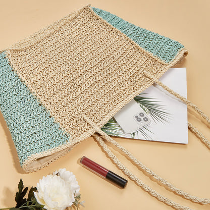 Summer Woven Shoulder Bag – Rustic Straw Handbag, Beach Vacation Tote, Casual Trendy Purse - -