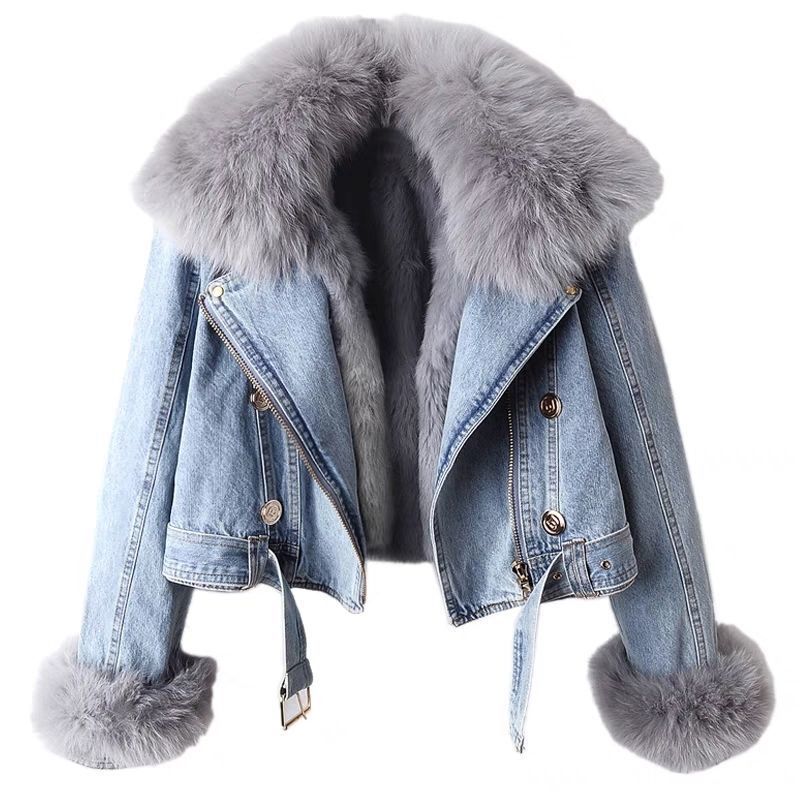 Denim Jacket with Detachable Faux Fur Liner - -