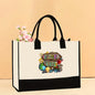 Canvas tote bag, large capacity printed tote bag women's, fashionable waterproof portable shopping bag - Teacher-9 43*13.5*30.5CM -