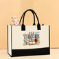 Canvas tote bag, large capacity printed tote bag women's, fashionable waterproof portable shopping bag - Teacher-3 43*13.5*30.5CM -