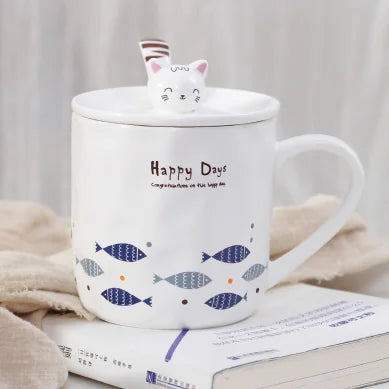Cute Cat Ceramic Mug - Creative Cartoon Coffee Cup - 2 - Mug