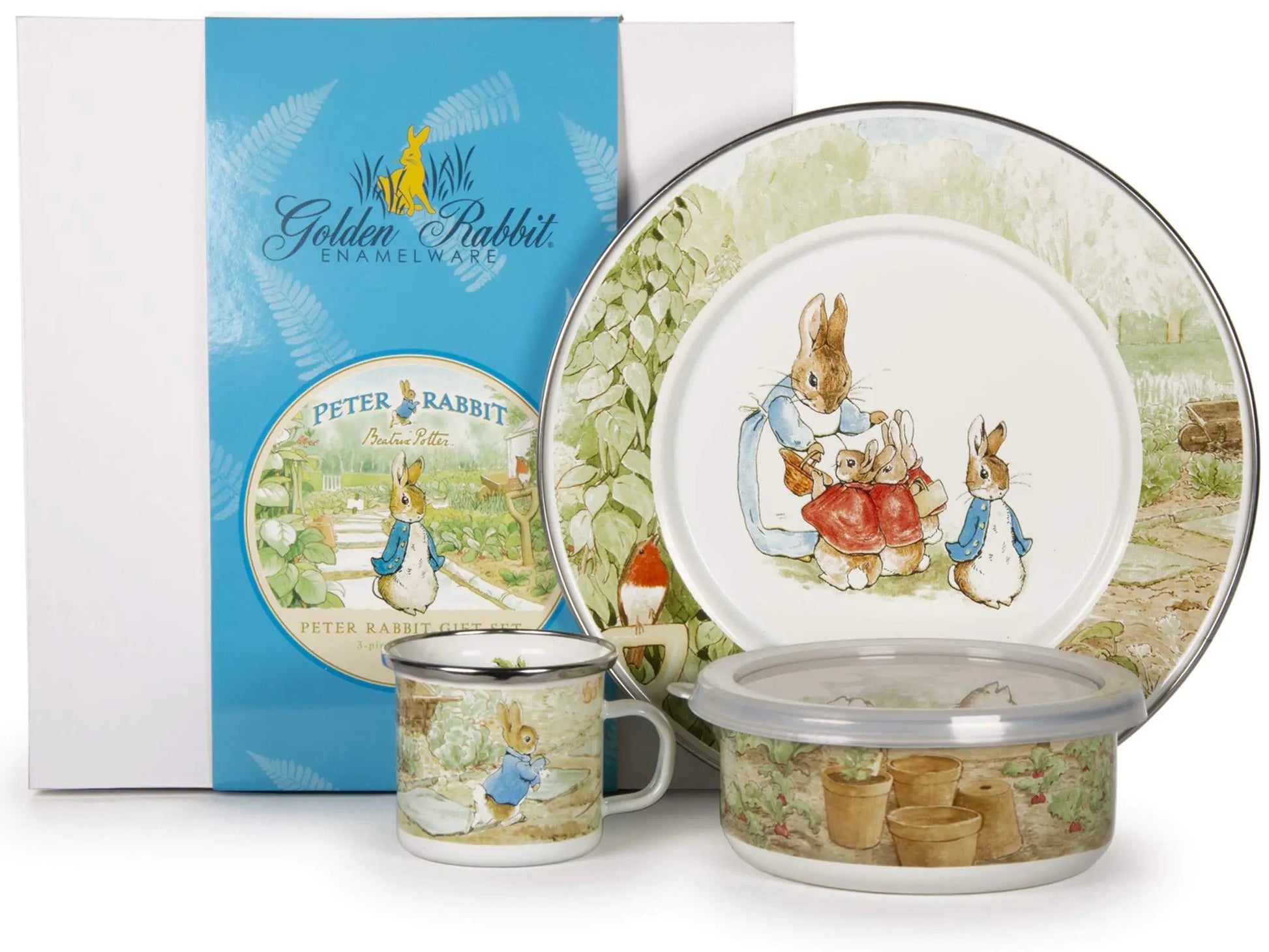 Golden Rabbit Enamelware - 3-piece Child Dinner Set Peter Rabbit - Peter Rabbit - dinnerware